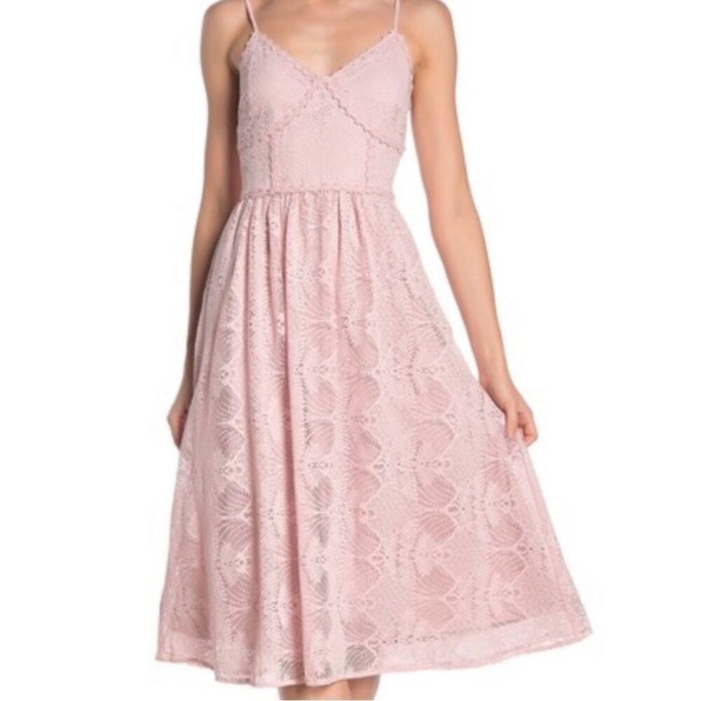 NSR Pink Lace Midi Dress Small
